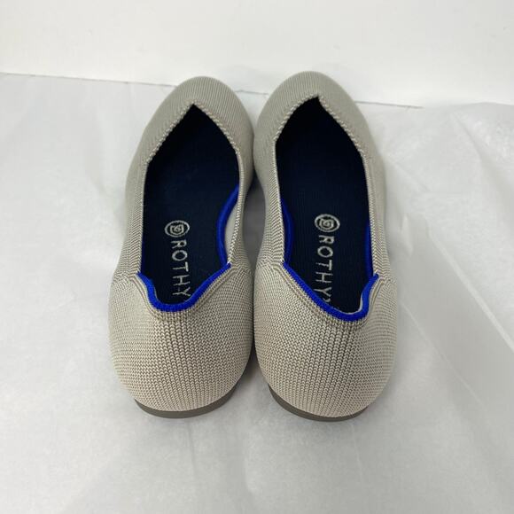Rothys The Flat Light Gray Knit Round Toe Ballet Flats Slip-On Shoes Size W10 - Picture 3 of 8